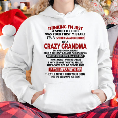 JANUARY - I'M A SPOILED GRANDDAUGHTER OF A CRAZY GRANDMA - From Grandma - NTTD01 (SKU-GMD1-NTT01)