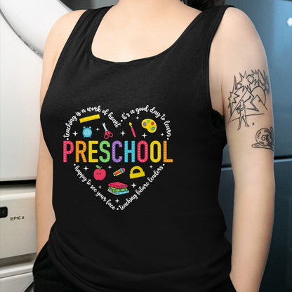 Best Teacher Shirt, Funny Teacher UnisexT-Shirt/Hoodie/Sweatshirt HLT00 - Preschool Teacher Pre-K Heart First Day of Preschool Kids T-Shirt