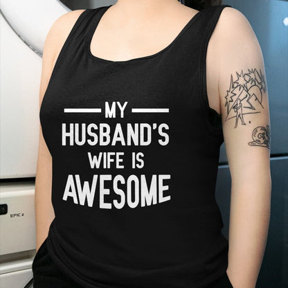 Best Wife Shirt, Wife and Husband Unisex T-Shirt/Hoodie/Sweatshirt HLT00 - Women's My Husband's Wife Is Awesome Funny T-Shirt (1)