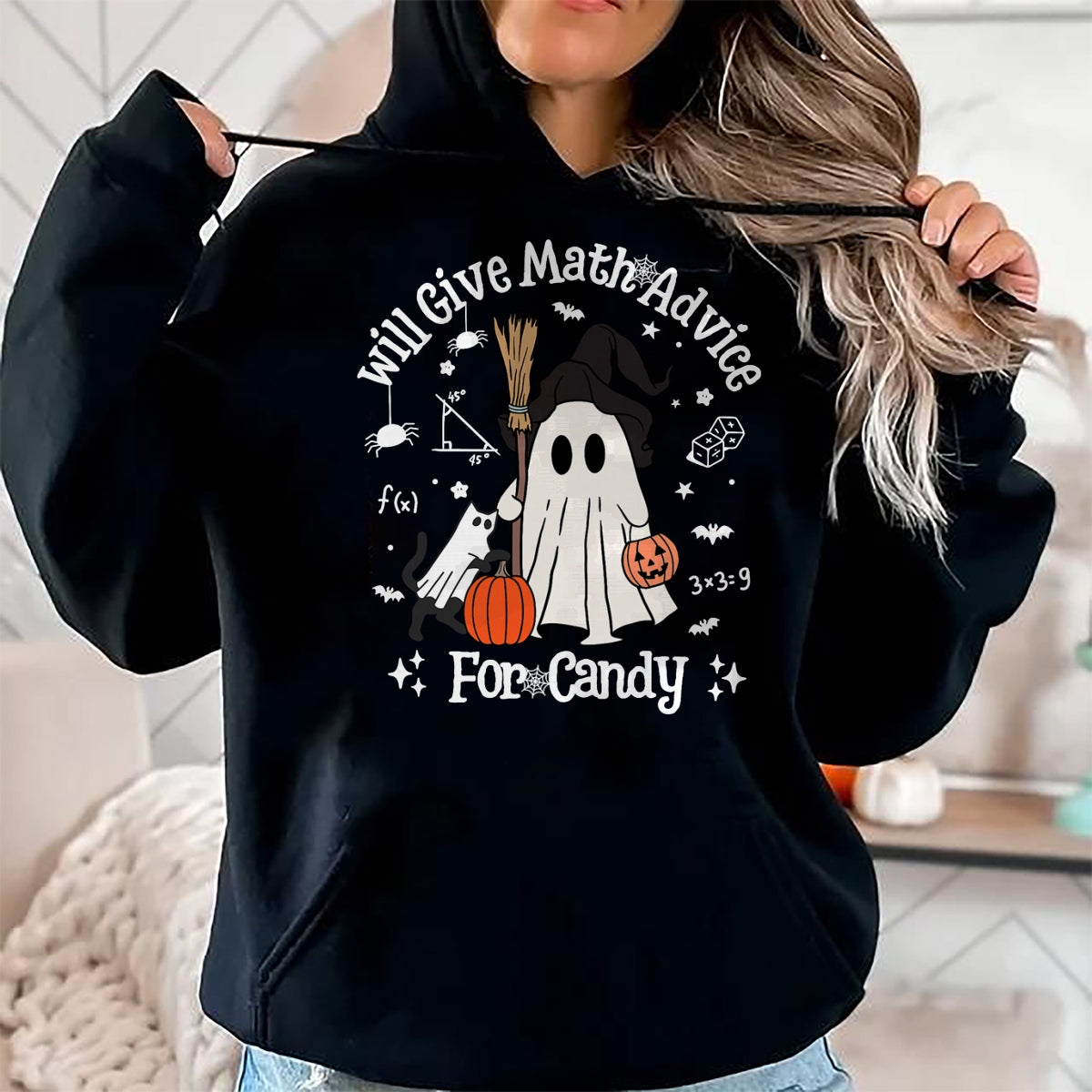 Best Teacher Shirt, Funny Teacher UnisexT-Shirt/Hoodie/Sweatshirt HLT00 - Funny Math Teacher Halloween Ghost Math Lover Teachers Woman T-Shirt