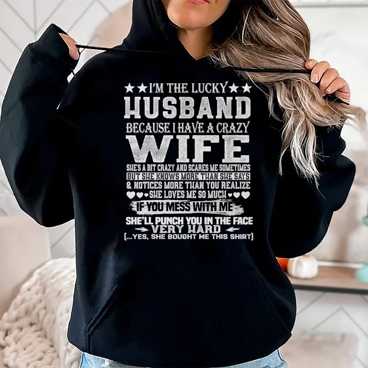 Best Husband Shirt, Wife and Husband Unisex T-Shirt/Hoodie/Sweatshirt HLT00 - I Am A Lucky Husband I Have A Crazy Wife Christmas Birthday T-Shirt