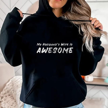 Best Wife Shirt, Wife and Husband Unisex T-Shirt/Hoodie/Sweatshirt HLT00 - Women's My Husband's Wife Is Awesome Funny T-Shirt