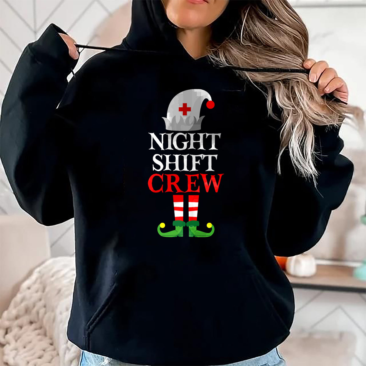Funny Nurse Shirt, Nurse Unisex T-Shirt/Hoodie/Sweatshirt HLT00 - Elf Nursing Shirt Women, Christmas Nurse Night Shift Crew T-Shirt
