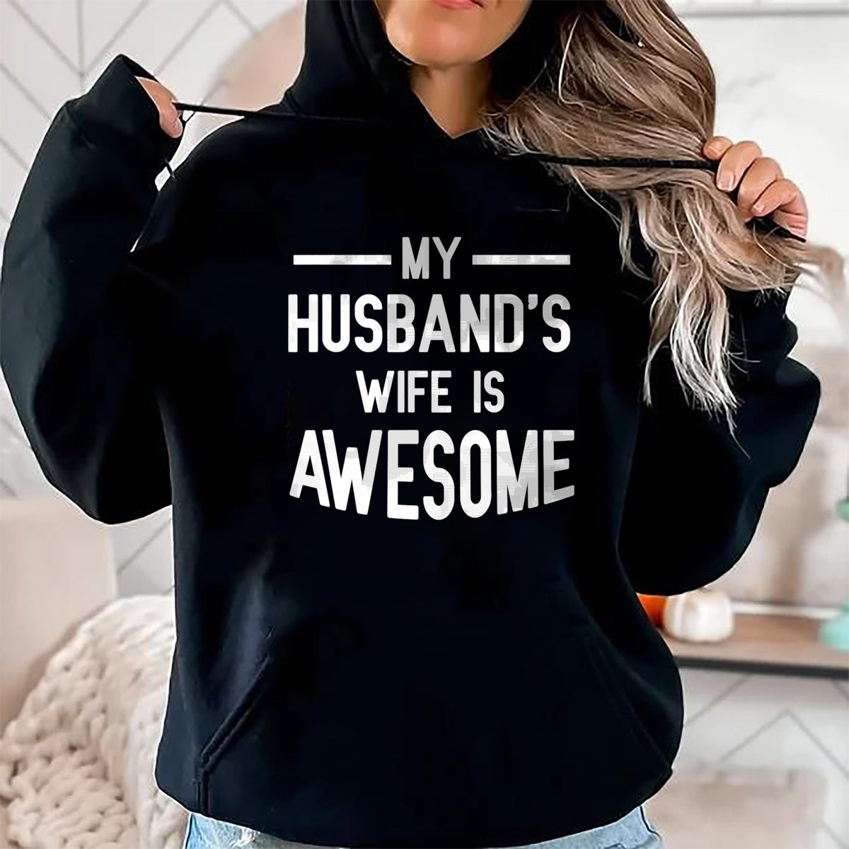 Best Wife Shirt, Wife and Husband Unisex T-Shirt/Hoodie/Sweatshirt HLT00 - Women's My Husband's Wife Is Awesome Funny T-Shirt (1)