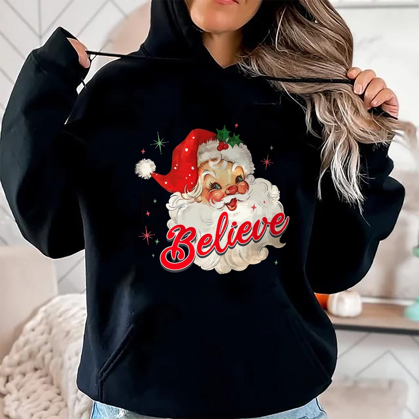 Vintage Santa Claus Believe Christmas Women Boys Girls T-Shirt - Christmas Unisex T-Shirt/Hoodie/Sweatshirt - HNDS00