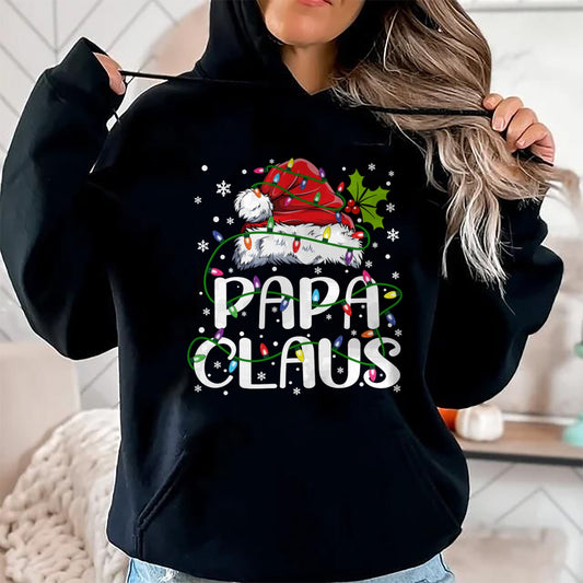 Papa Claus Christmas Lights Pajama Family Matching T-Shirt - Christmas Unisex T-Shirt/Hoodie/Sweatshirt - HNDS00