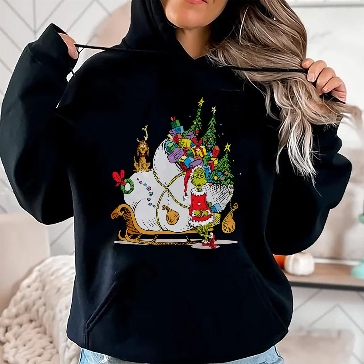 Dr. Seuss Grinch Sleigh T-Shirt - Christmas Unisex T-Shirt/Hoodie/Sweatshirt - HNDS00