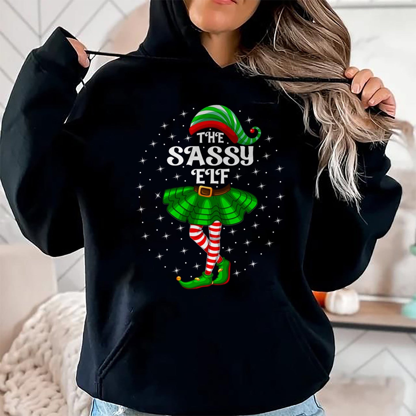 Xmas Family Matching Women Girls Mom The Sassy Elf Christmas T-Shirt - Christmas Unisex T-Shirt/Hoodie/Sweatshirt - HNDS00