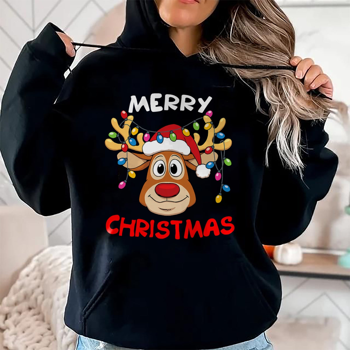 Merry Christmas Reindeer Xmas Family Men Women T-Shirt - Christmas Unisex T-Shirt/Hoodie/Sweatshirt - HNDS00