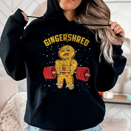 Gingershred Funny Gingerbread Man Gym Bodybuilding Christmas T-Shirt - Christmas Unisex T-Shirt/Hoodie/Sweatshirt - HNDS00