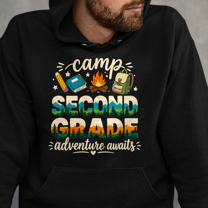 Funny Camping Shirt, Gift For Camping Lover Unisex T-Shirt/Hoodie/Sweatshirt HLT00 - Camp Second Grade Adventure Awaits Girl Teacher Boy Kids T-Shirt