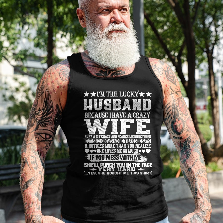 Best Wife Shirt, Wife and Husband Unisex T-Shirt/Hoodie/Sweatshirt HLT00 - Gift for wife T shirt, lucky wife   I Am A Lucky Husband I Have A Crazy Wife Christmas Birthday T-Sh (1)