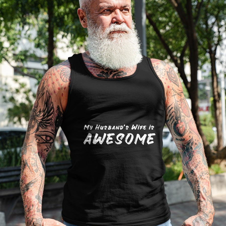 Best Wife Shirt, Wife and Husband Unisex T-Shirt/Hoodie/Sweatshirt HLT00 - Women's My Husband's Wife Is Awesome Funny T-Shirt