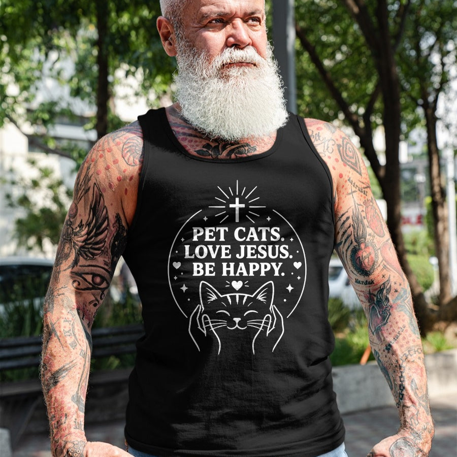 Cat Love Shirt, Funny Cat Lover Gift UnisexT-Shirt/Hoodie/Sweatshirt HLT00 - Pet Cats Love Jesus Be Happy Christian Faith Cat Lover T-Shirt