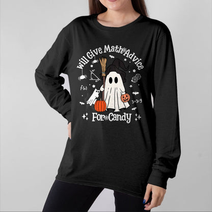 Best Teacher Shirt, Funny Teacher UnisexT-Shirt/Hoodie/Sweatshirt HLT00 - Funny Math Teacher Halloween Ghost Math Lover Teachers Woman T-Shirt