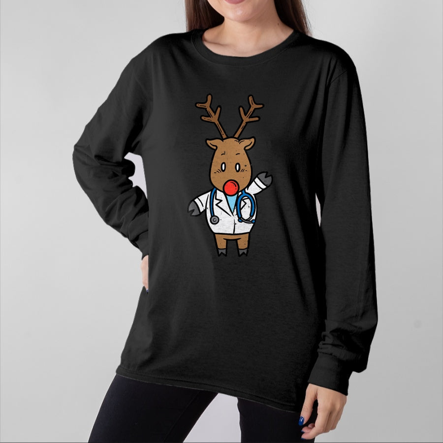Best Doctor Shirt, Funny Doctor UnisexT-Shirt/Hoodie/Sweatshirt HLT00 - Reindeer Doctor Nurse Stethoscope Medical Christmas PJ T-Shirt