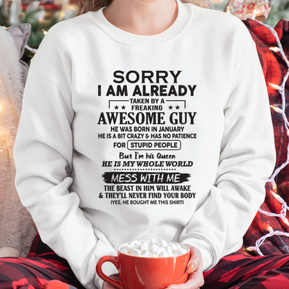 JANUARY – Sorry I Am Already Taken By A Freaking Awesome Guy – FROM HUSBAND TO WIFE – KATE01 (SKU26T-01108-01)