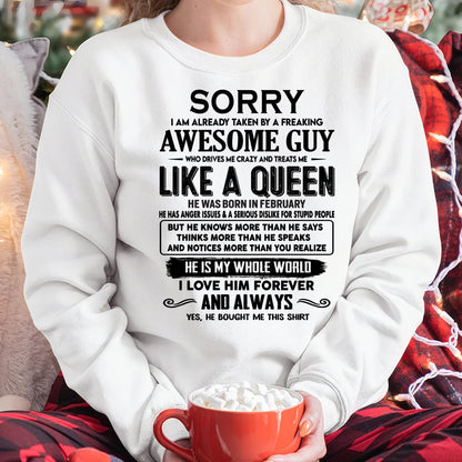 February - Sorry I am already taken by a freaking awesome guy - Gift for Wife From Husband - KATE02 (SKU-SRG-02)