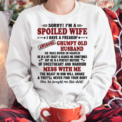 MARCH - SPOILED WIFE OF AWESOME GRUMPY OLD HUSBAND - PERFECT GIFT  FROM HUSBAND - KATE03 (SKU12-111-03)