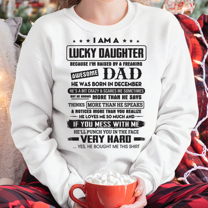 December - Lucky Daughter of Awesome Dad - Perfect Gift For Daughter From Dad - NIKI12 (SKU08-47-12)