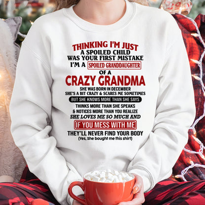 DECEMBER - I'M A SPOILED GRANDDAUGHTER OF A CRAZY GRANDMA - From Grandma - NTTD12 (SKU-GMD1-NTT12)