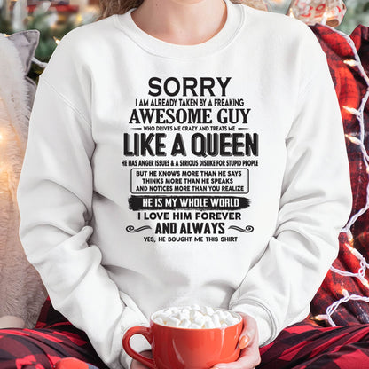 Sorry I am already taken by a freaking awesome guy - Gift for Wife From Husband - KATE00 (SKU08-25-00)