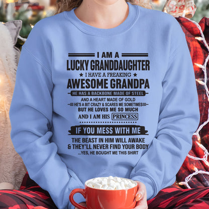 I Am A Lucky Granddaughter T-Shirt – Birthday Gift From Grandpa / Man - KATE00 (SKU11-122-00)