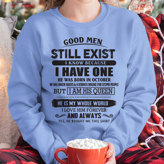 October - Good Men Still Exist - Perfect Gift For Your Girlfriend, Wife From Husband / Man - KATE10 (SKU07-166-10)