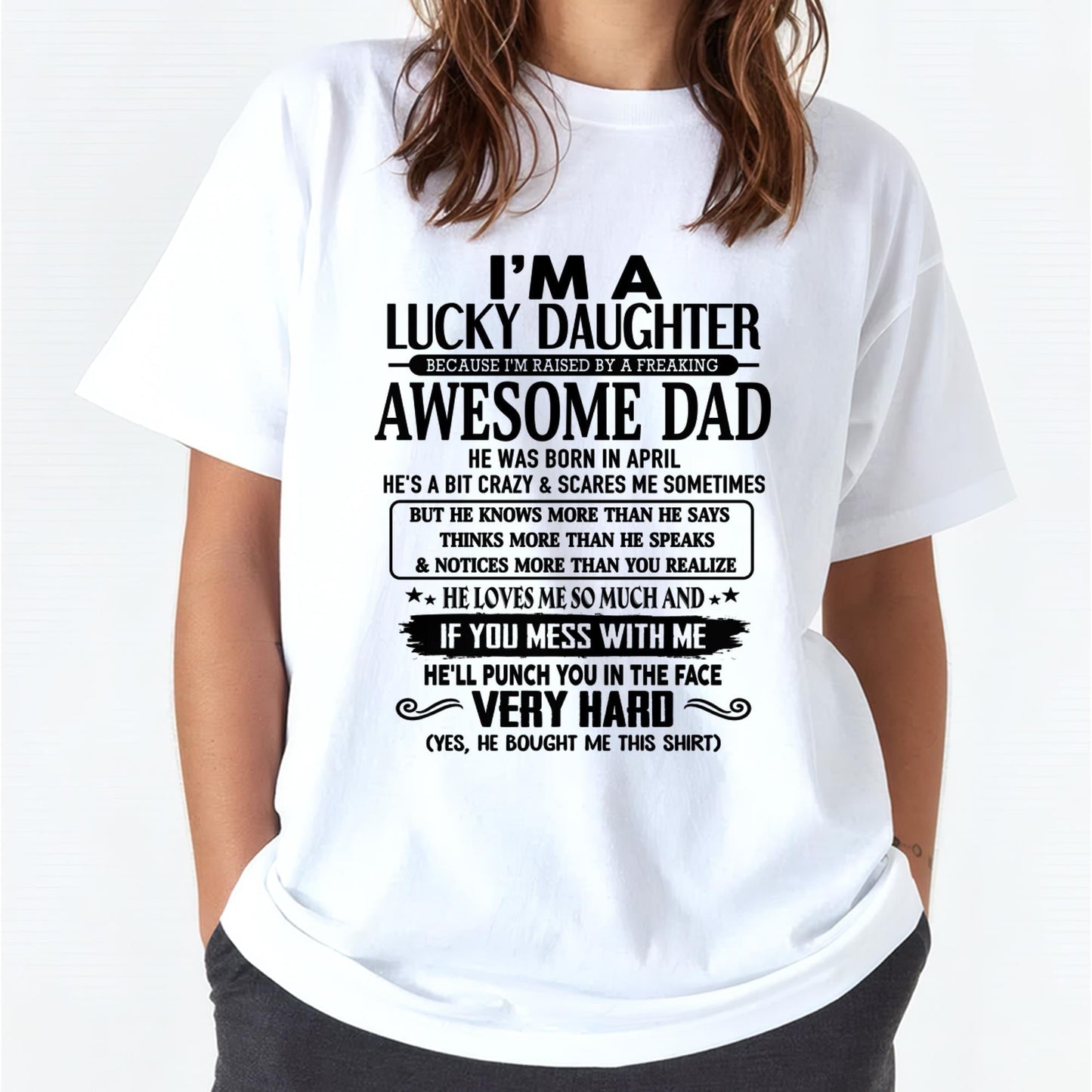April - I'm Lucky Daughter - Gift for Daughter from Dad - KATE04 (SKU-TLUCKYDD-04)