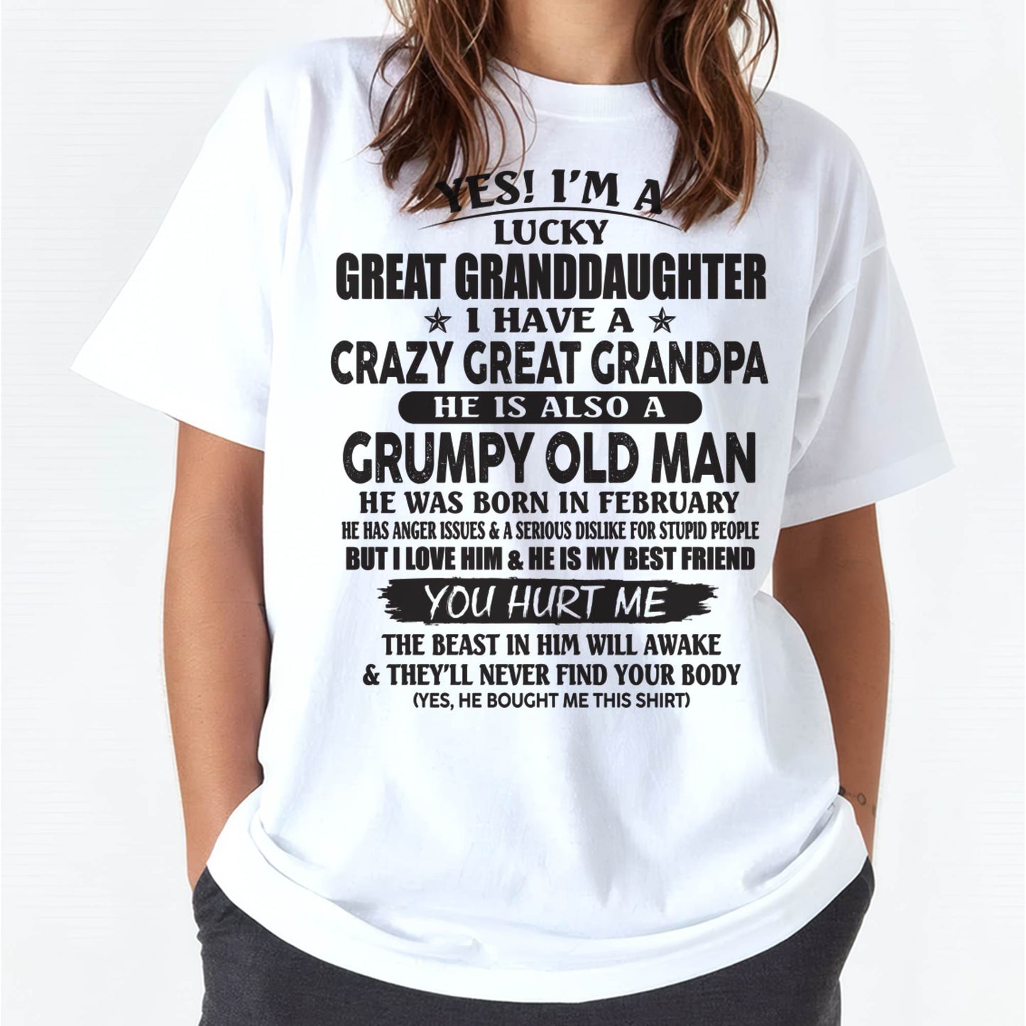 FEBRUARY - LUCKY GREAT GRANDDAUGHTER OF CRAZY GREAT GRANDPA - PERFECT GIFT FROM GREAT GRANDPA - KATE02 (SKU12-287-02)