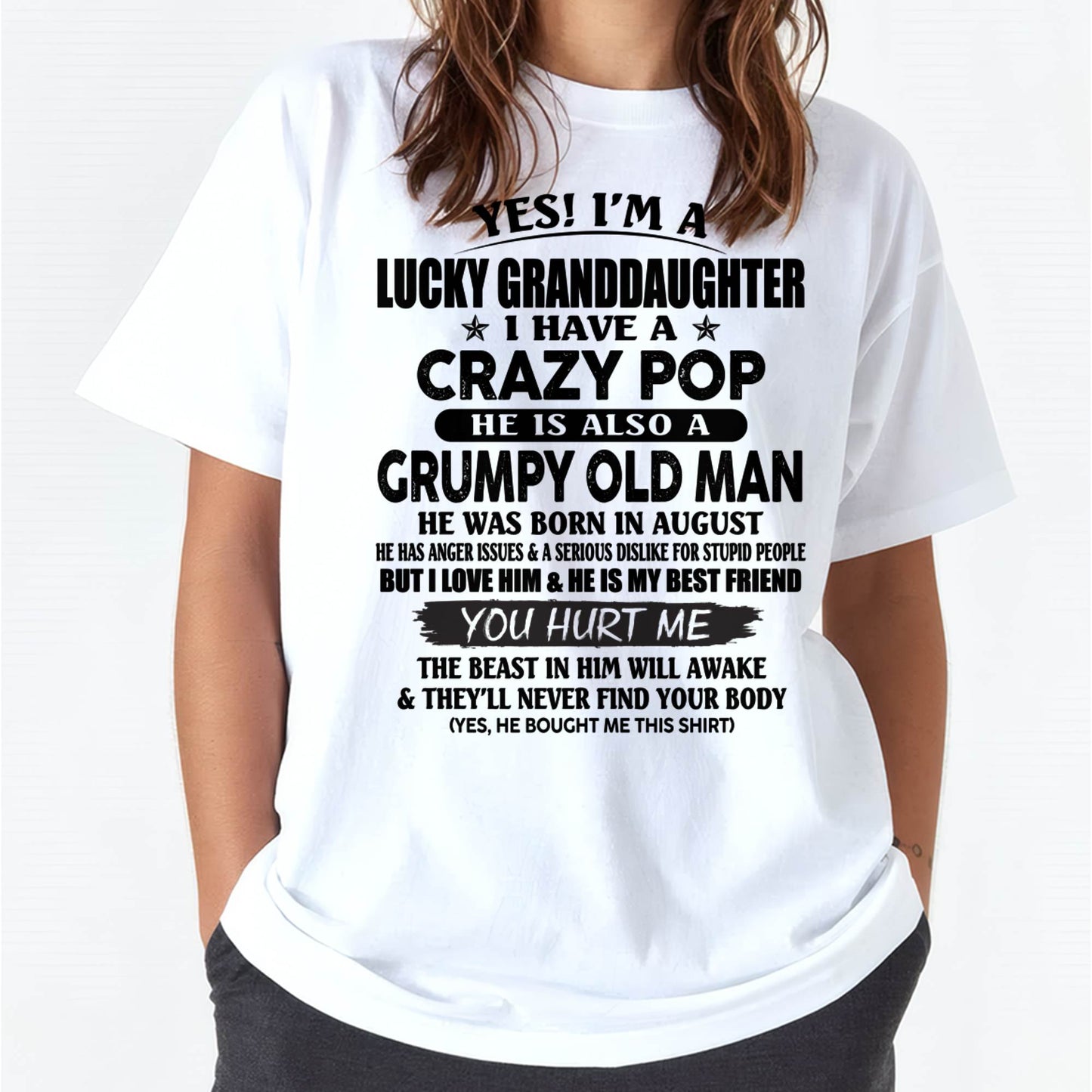 AUGUST - LUCKY GRANDDAUGHTER OF CRAZY POP - PERFECT GIFT FOR YOUR GRANDDAUGHTER FROM POP - KATE08 (SKU12-39-08)