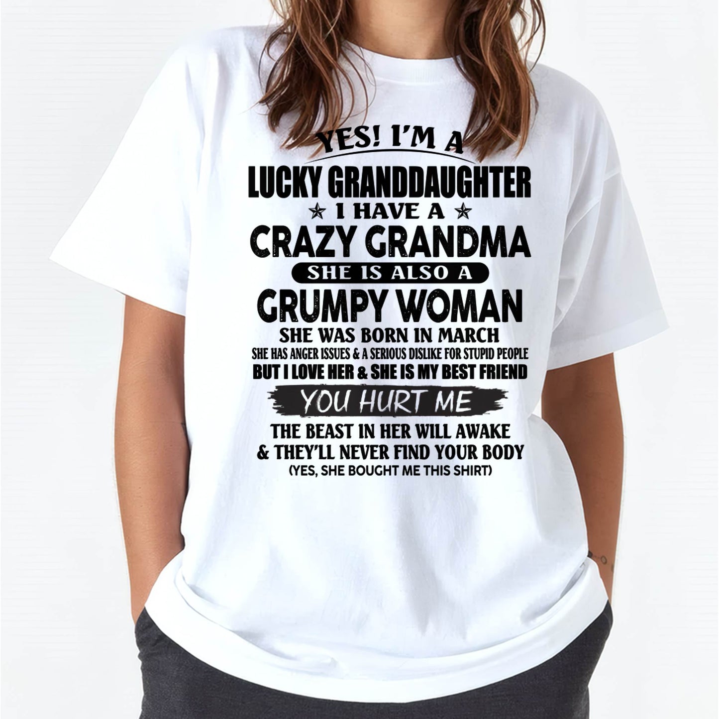 MARCH - LUCKY GRANDDAUGHTER OF CRAZY GRANDMA - PERFECT GIFT FROM GRANDMA - KATE03 (SKU12-146-03)
