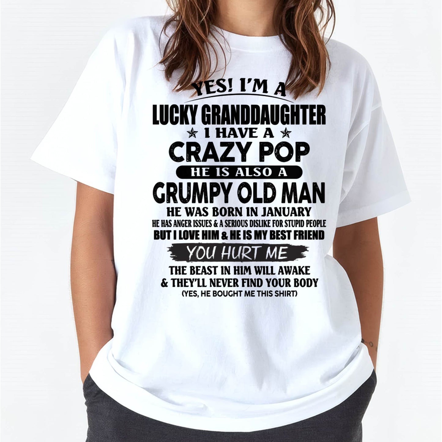 JANUARY - LUCKY GRANDDAUGHTER OF CRAZY POP - PERFECT GIFT FOR YOUR GRANDDAUGHTER FROM POP - KATE01 (SKU12-39-01)