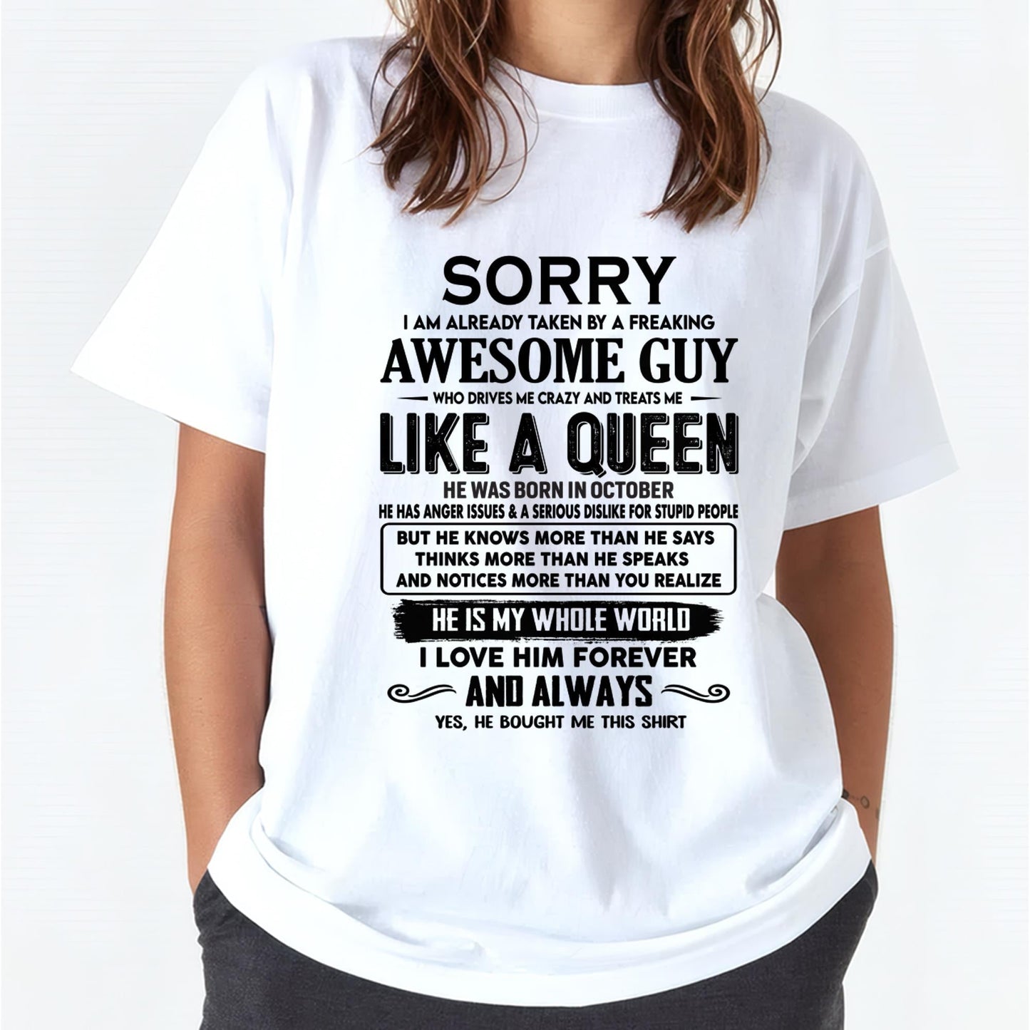 October - Sorry I am already taken by a freaking awesome guy - Gift for Wife From Husband - KATE10 (SKU-SRG-10)