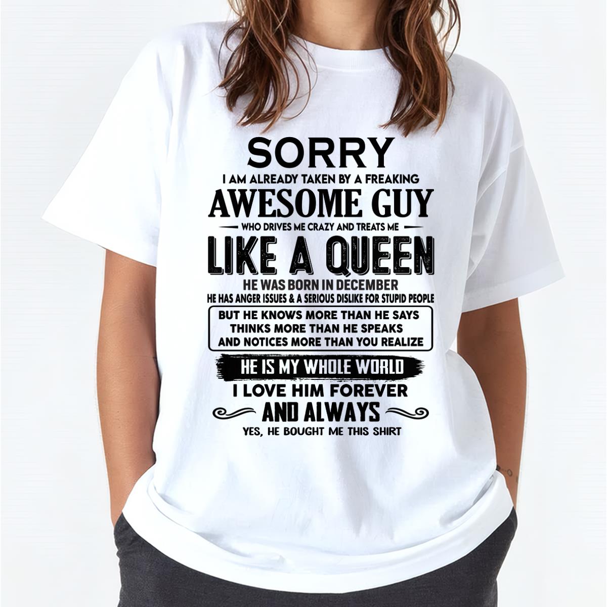 December - Sorry I am already taken by a freaking awesome guy - Gift for Wife From Husband - KATE12 (SKU-SRG-12)