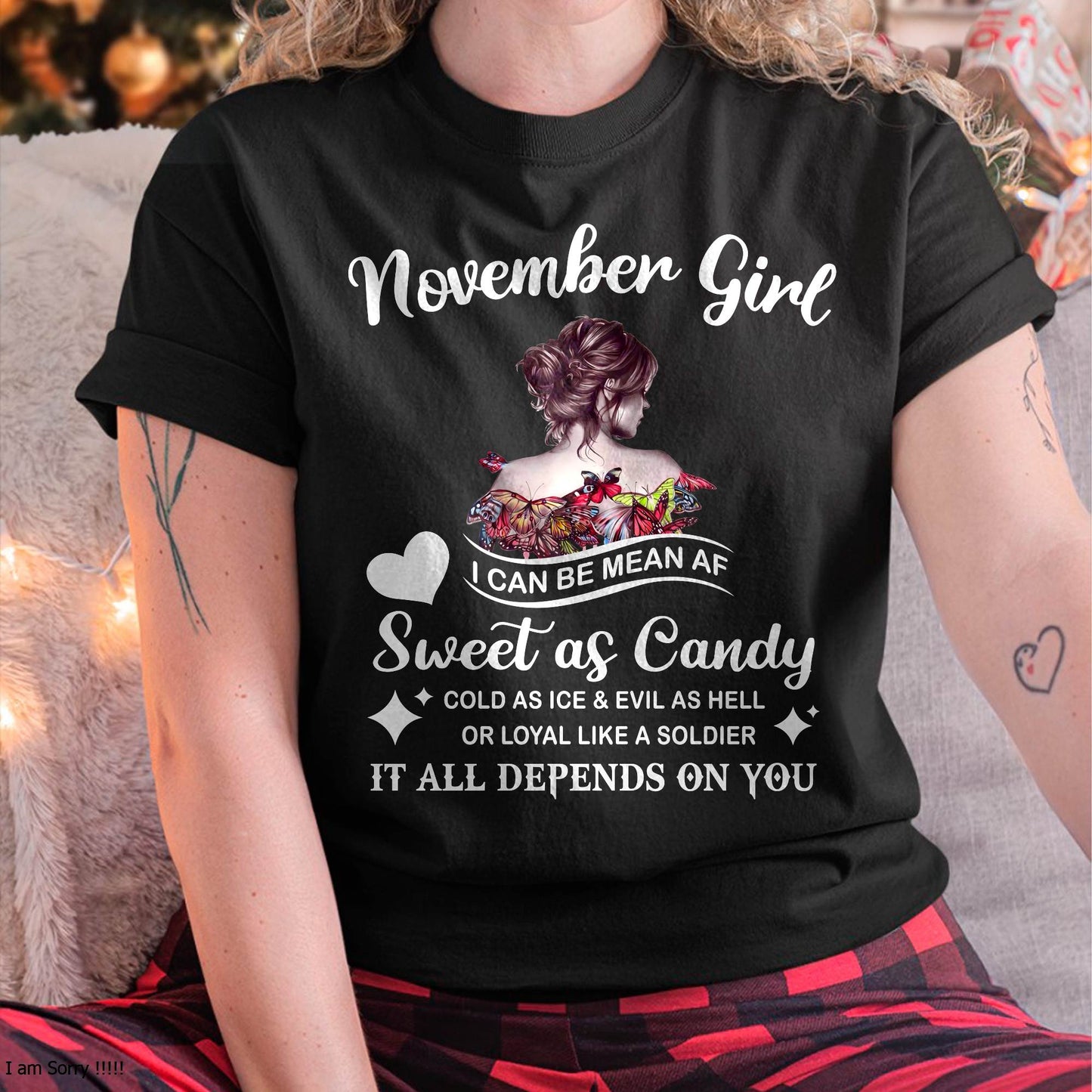 November Girl T-Shirt – Sweet As Candy, Cold As Ice - Birthday Gift for Women - KATE11 (SKU26T-01-38-11)