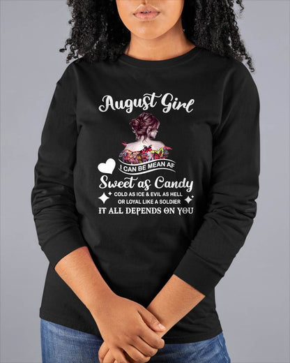 August Girl T-Shirt – Sweet As Candy, Cold As Ice - Birthday Gift for Women - KATE08 (SKU26T-01-38-08)