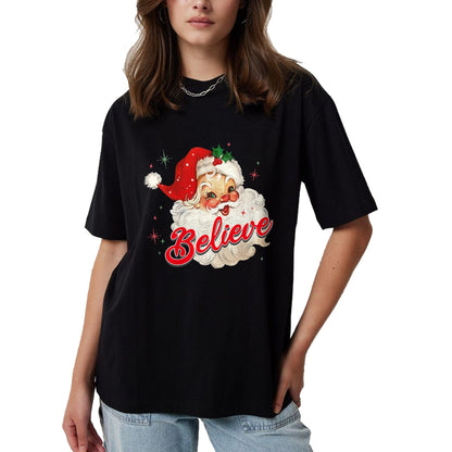 Vintage Santa Claus Believe Christmas Women Boys Girls T-Shirt - Christmas Unisex T-Shirt/Hoodie/Sweatshirt - HNDS00