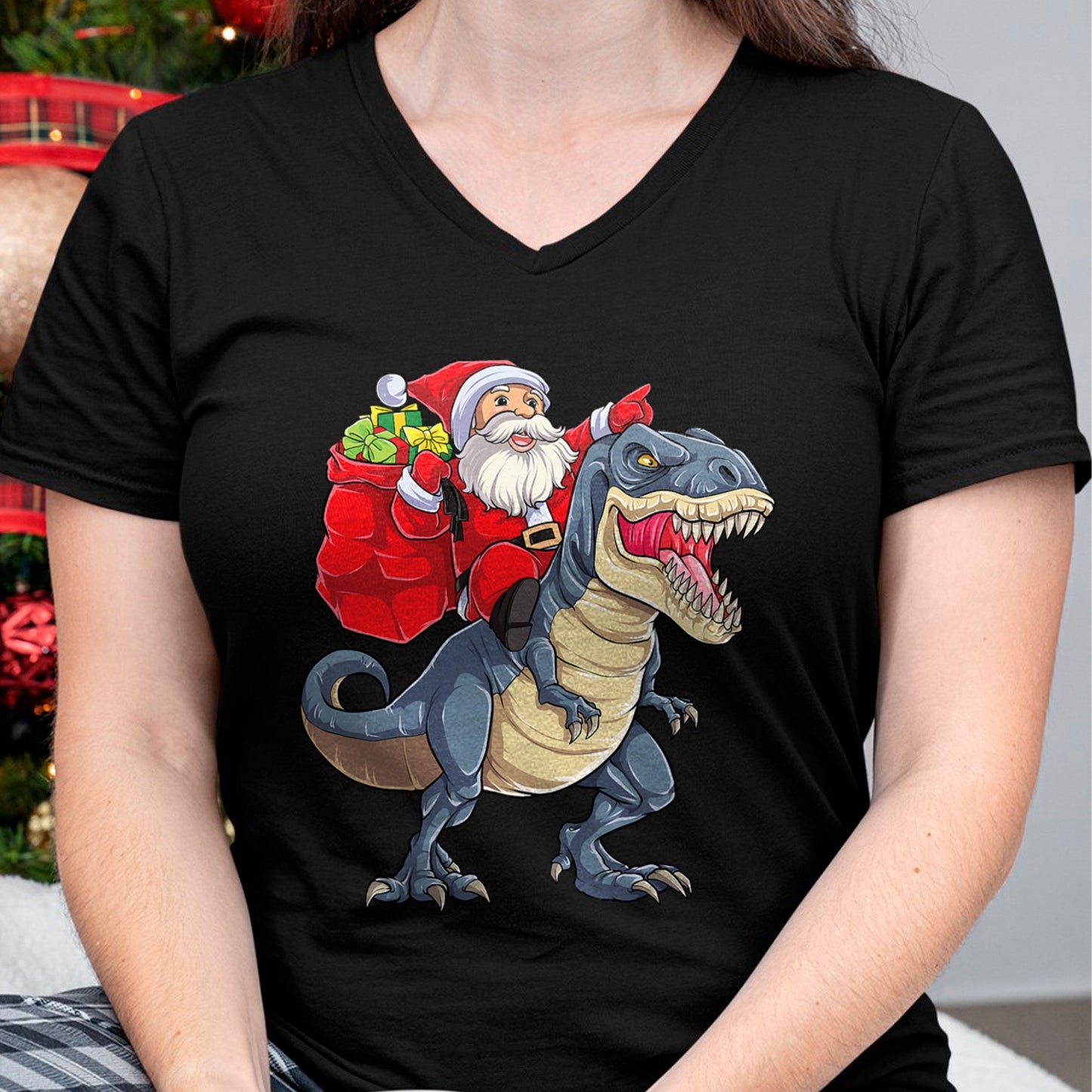 Dinosaur T rex Christmas Santa Boys Men Girls Xmas Squad T-Shirt - Christmas Unisex T-Shirt/Hoodie/Sweatshirt - HNDS00