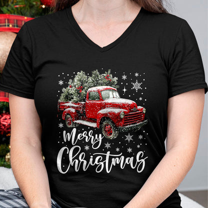 Merry Christmas Red Truck Family Matching Christmas Pajama T-Shirt - Christmas Unisex T-Shirt/Hoodie/Sweatshirt - HNDS00