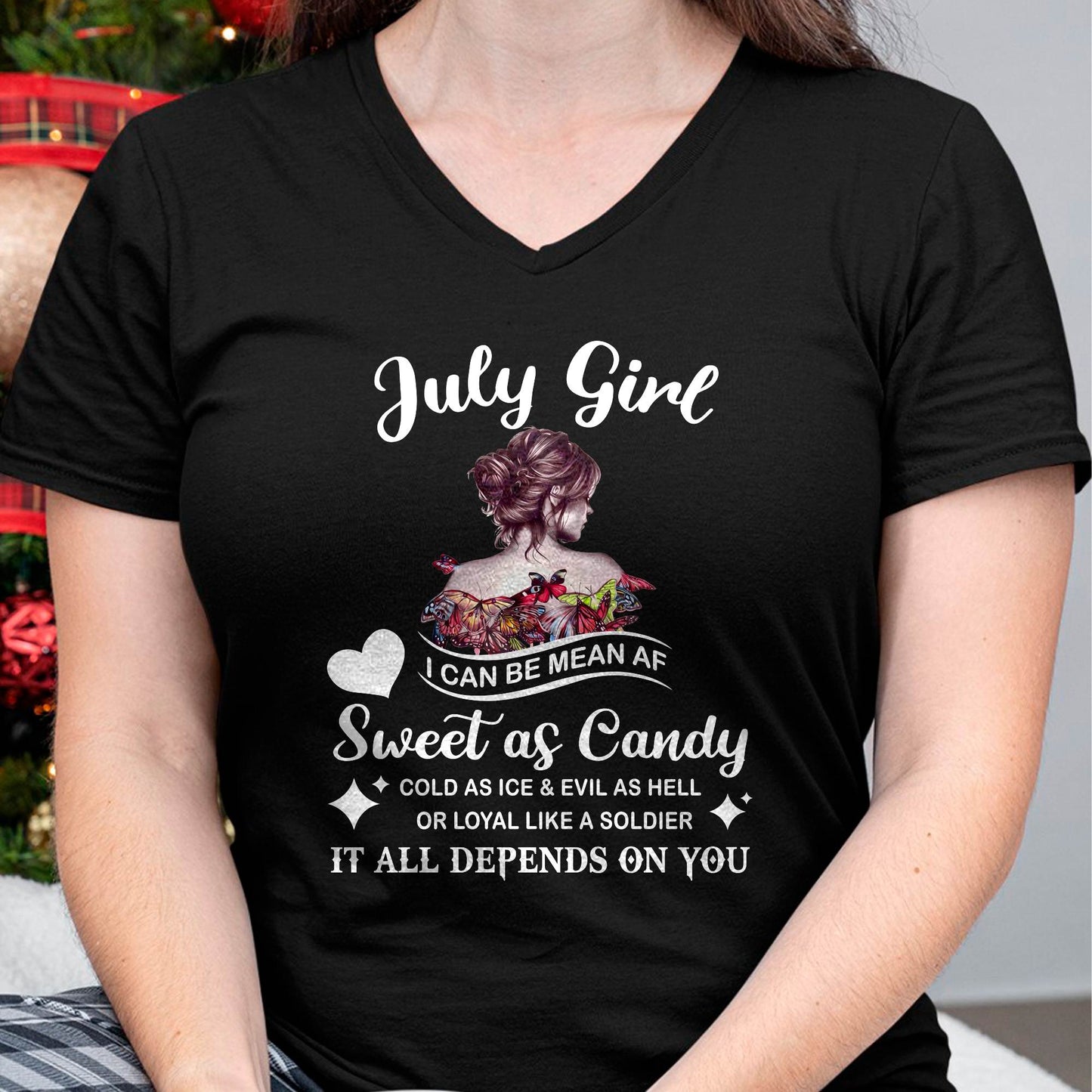 July Girl T-Shirt – Sweet As Candy, Cold As Ice - Birthday Gift for Women - KATE07 (SKU26T-01-38-07)
