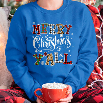 Merry Christmas Ya'll Leopard Buffalo Plaid Pajama Family T-Shirt - Christmas Unisex T-Shirt/Hoodie/Sweatshirt - HNDS00