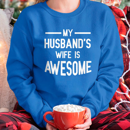 Best Wife Shirt, Wife and Husband Unisex T-Shirt/Hoodie/Sweatshirt HLT00 - Women's My Husband's Wife Is Awesome Funny T-Shirt (1)