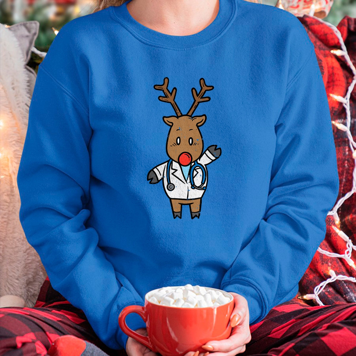 Best Doctor Shirt, Funny Doctor UnisexT-Shirt/Hoodie/Sweatshirt HLT00 - Reindeer Doctor Nurse Stethoscope Medical Christmas PJ T-Shirt