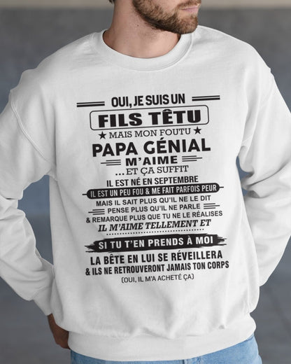 SEPTEMBRE - Oui, je suis un garçon têtu – T-shirt | Cadeau d’anniversaire de papa pour son fils - KATE09 / fr09 (SKU12-260-09)