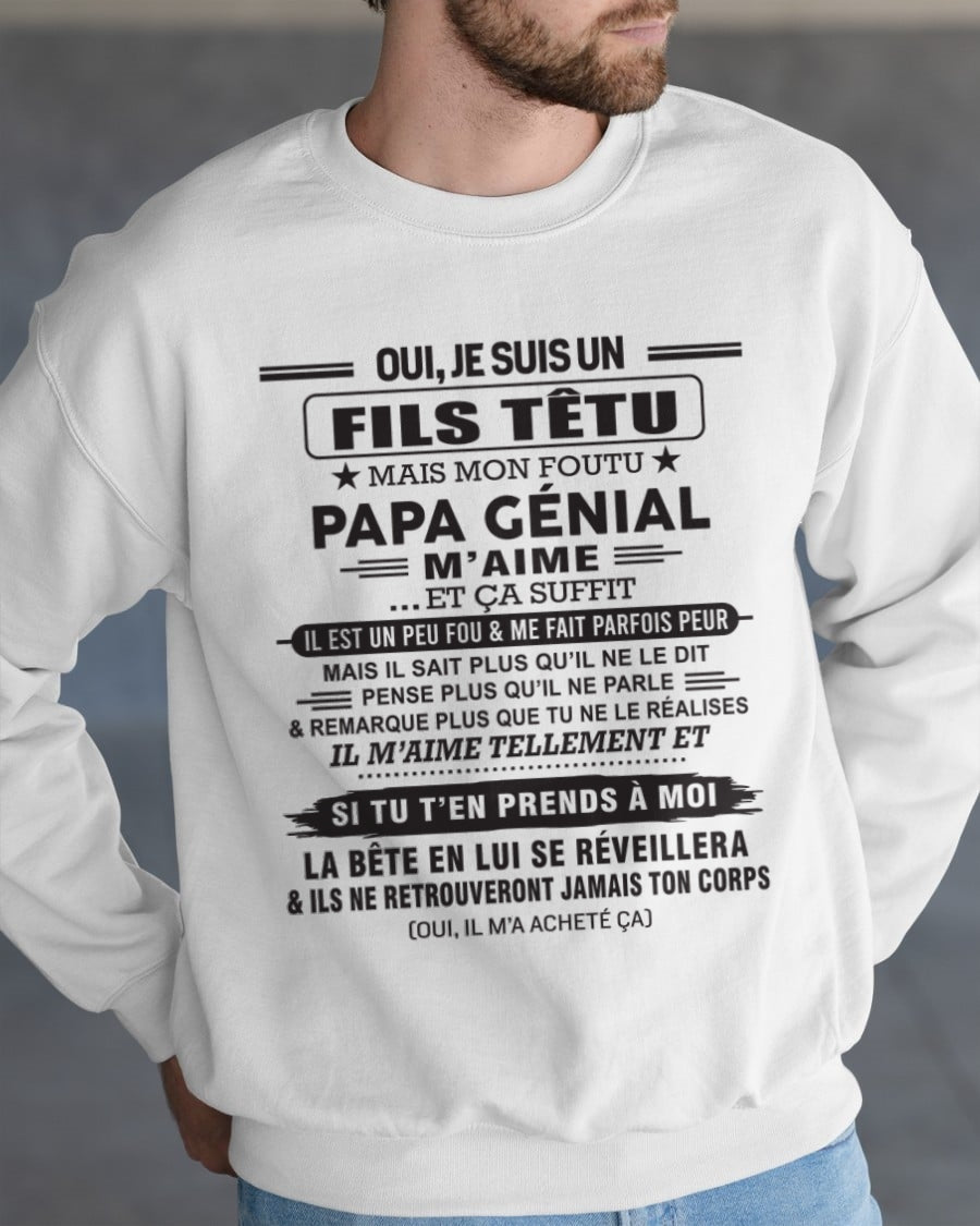 Oui, je suis un garçon têtu – T-shirt | Cadeau d’anniversaire de papa pour son fils - KATE00 / fr00 (SKU12-260-00)