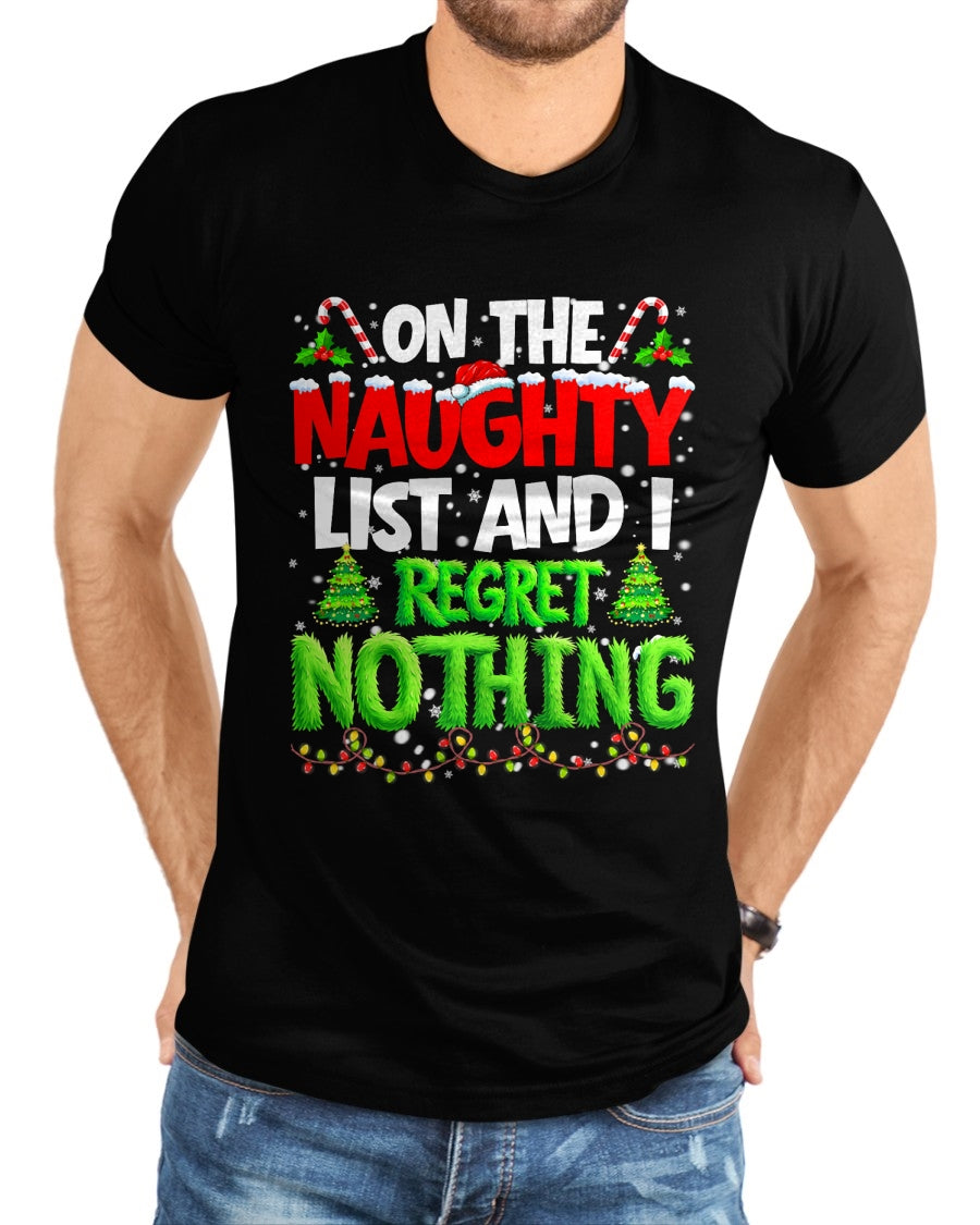 On The Naughty List and Regret Nothing Pjs Christmas Xmas Ki T-Shirt - Christmas Unisex T-Shirt/Hoodie/Sweatshirt - HNDS00