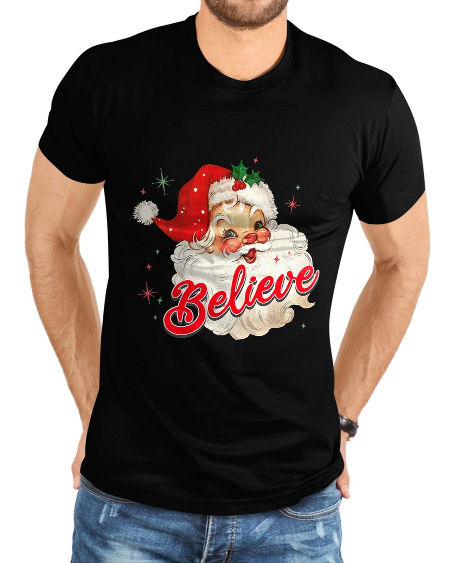 Vintage Santa Claus Believe Christmas Women Boys Girls T-Shirt - Christmas Unisex T-Shirt/Hoodie/Sweatshirt - HNDS00