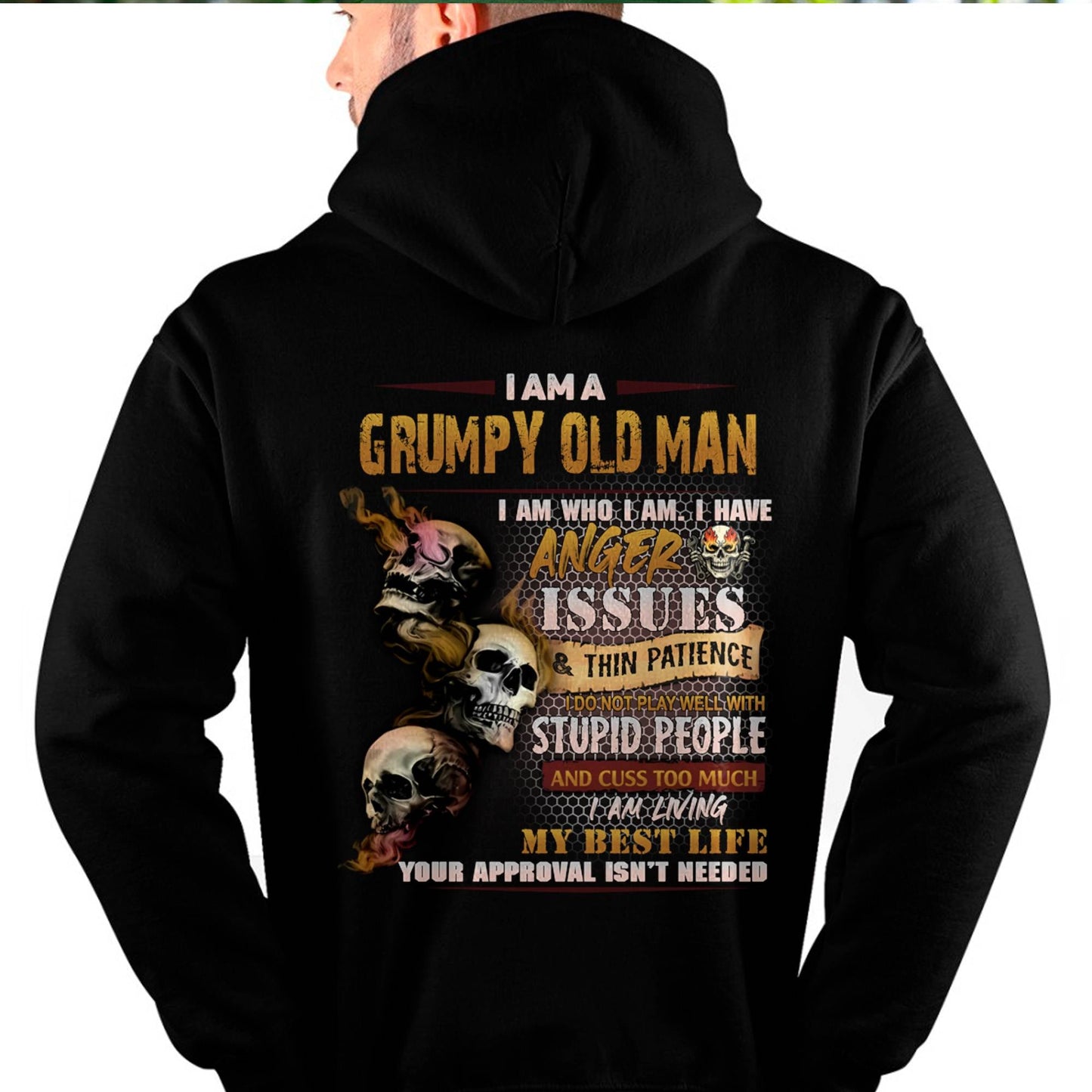 Grumpy Old Man T-Shirt - Funny Skull Anger Issues Tee - Perfect Gift For Men KATE00 (SKU08-67-00)