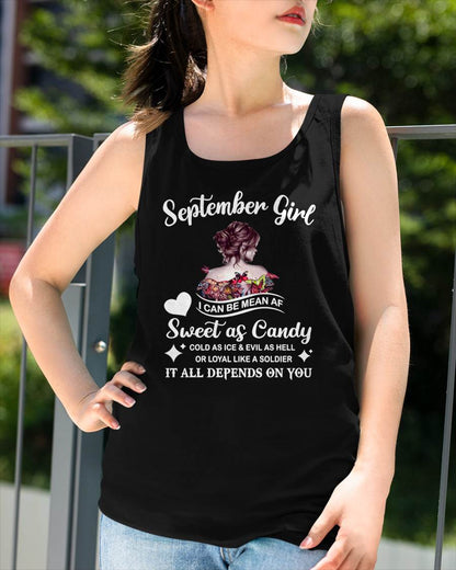 September Girl T-Shirt – Sweet As Candy, Cold As Ice - Birthday Gift for Women - KATE09 (SKU26T-01-38-09)